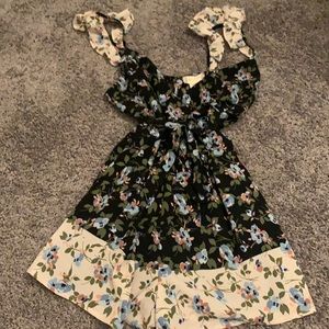 Altar’d State Navy Floral Ruffle Strap Romper